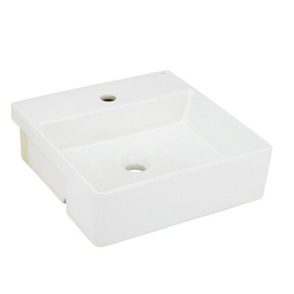 Cuba para Banheiro de Semi Encaixe Louça Quadrada Gelo 42x42cm com Mesa L 830 17 Deca